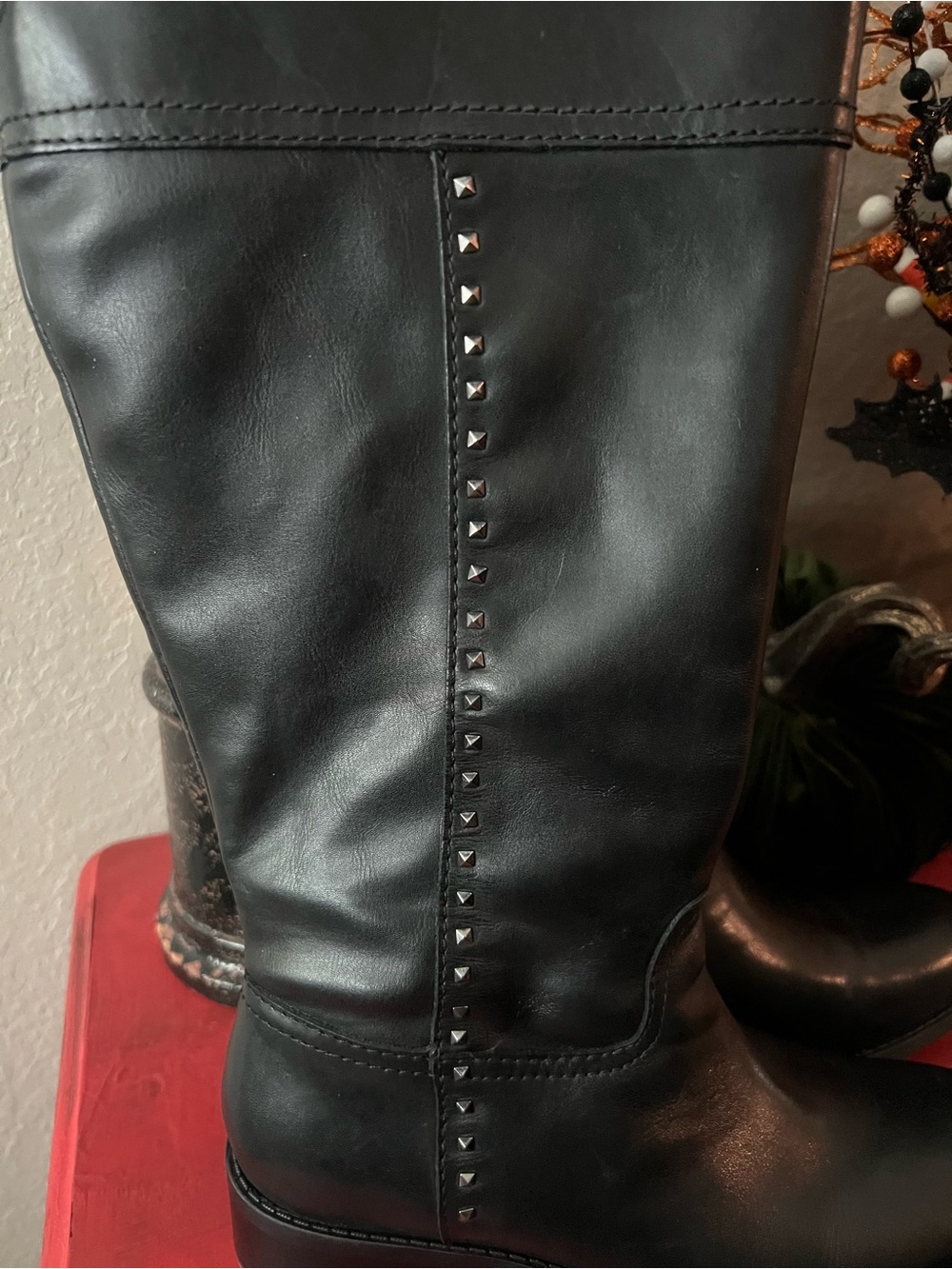 Marc Fisher leather wide calf black boots 7.5 NEW IN BOX